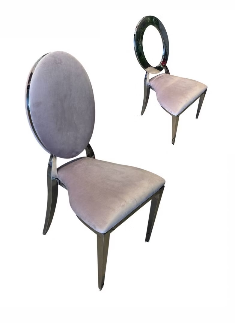 Silver chair with lilac cushion