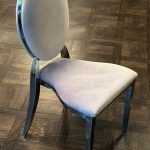 Silver chair with lilac cushion