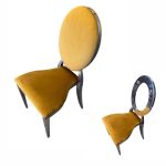Silver chair with amber cushion