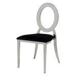 Silver chair with black cushion