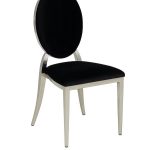 Silver chair with black cushion