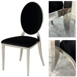 Silver chair with black cushion