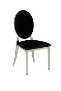Silver chair with black cushion