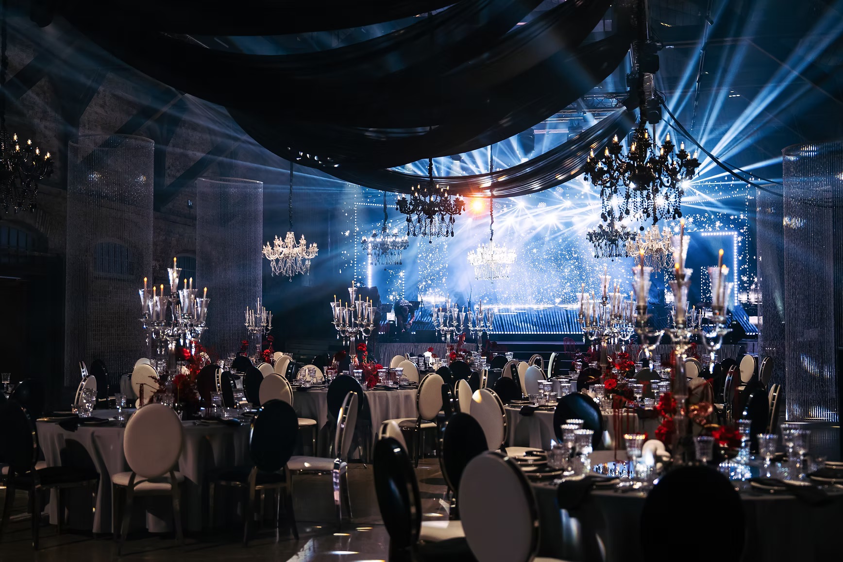 Silver chair with black cushion