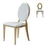 Gold chair with white cushion