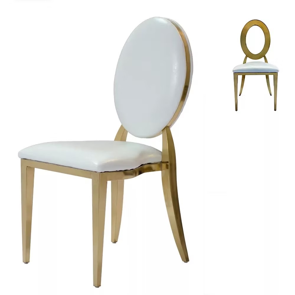 Gold chair with white cushion