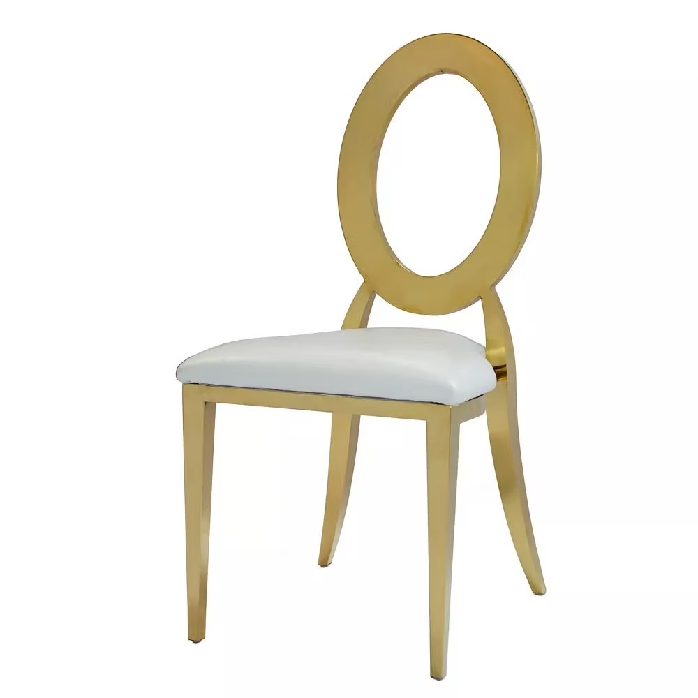 Gold chair with white cushion