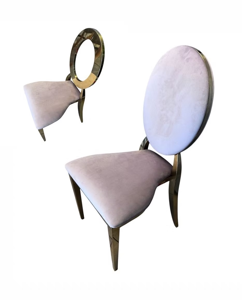 Gold chair with lilac cushion