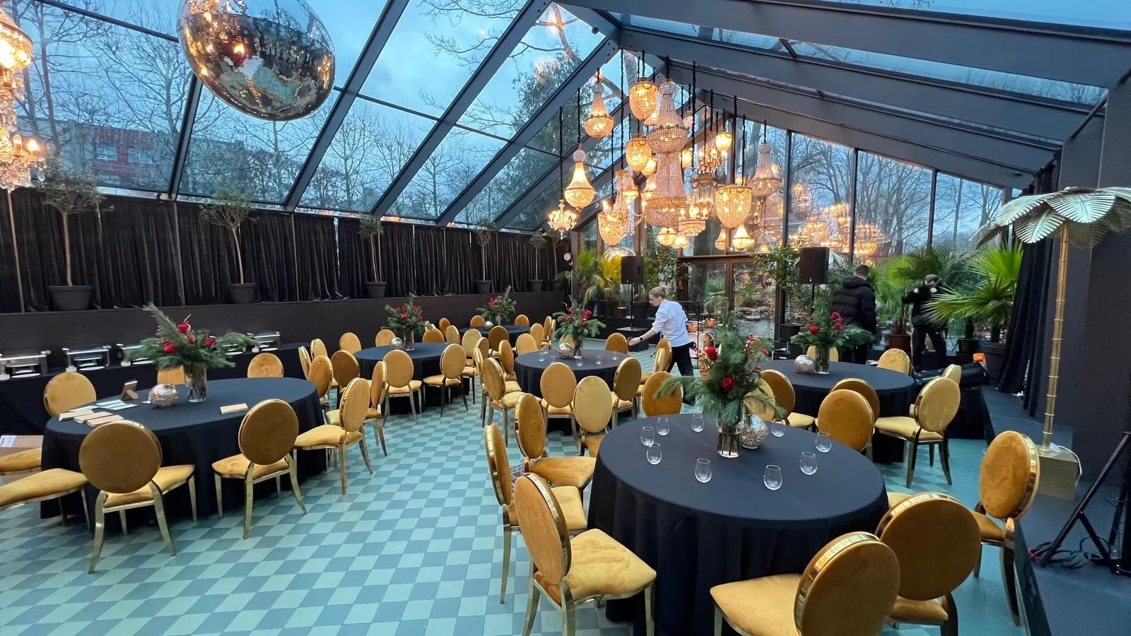 Gold chair with amber cushion