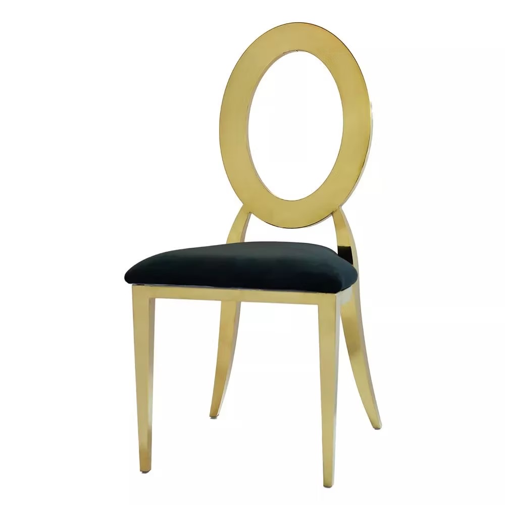 Gold chair with black cushion