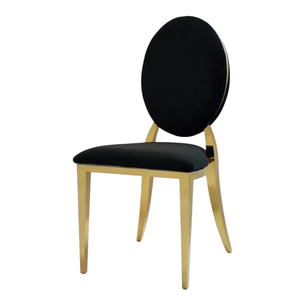 Gold chair with black cushion