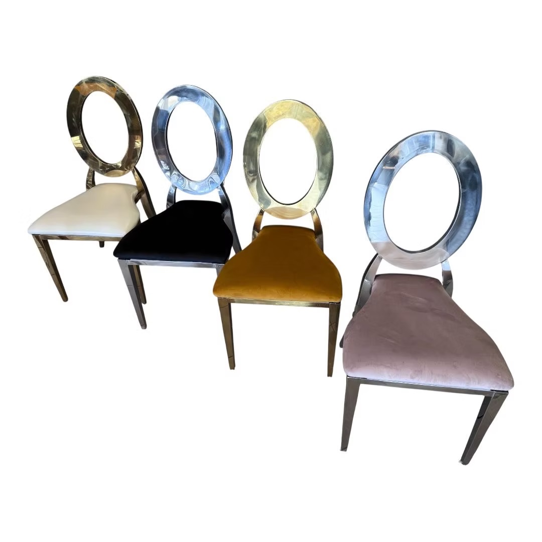 Gold chair with black cushion