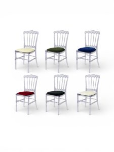 Transparent chair with different pillow colors