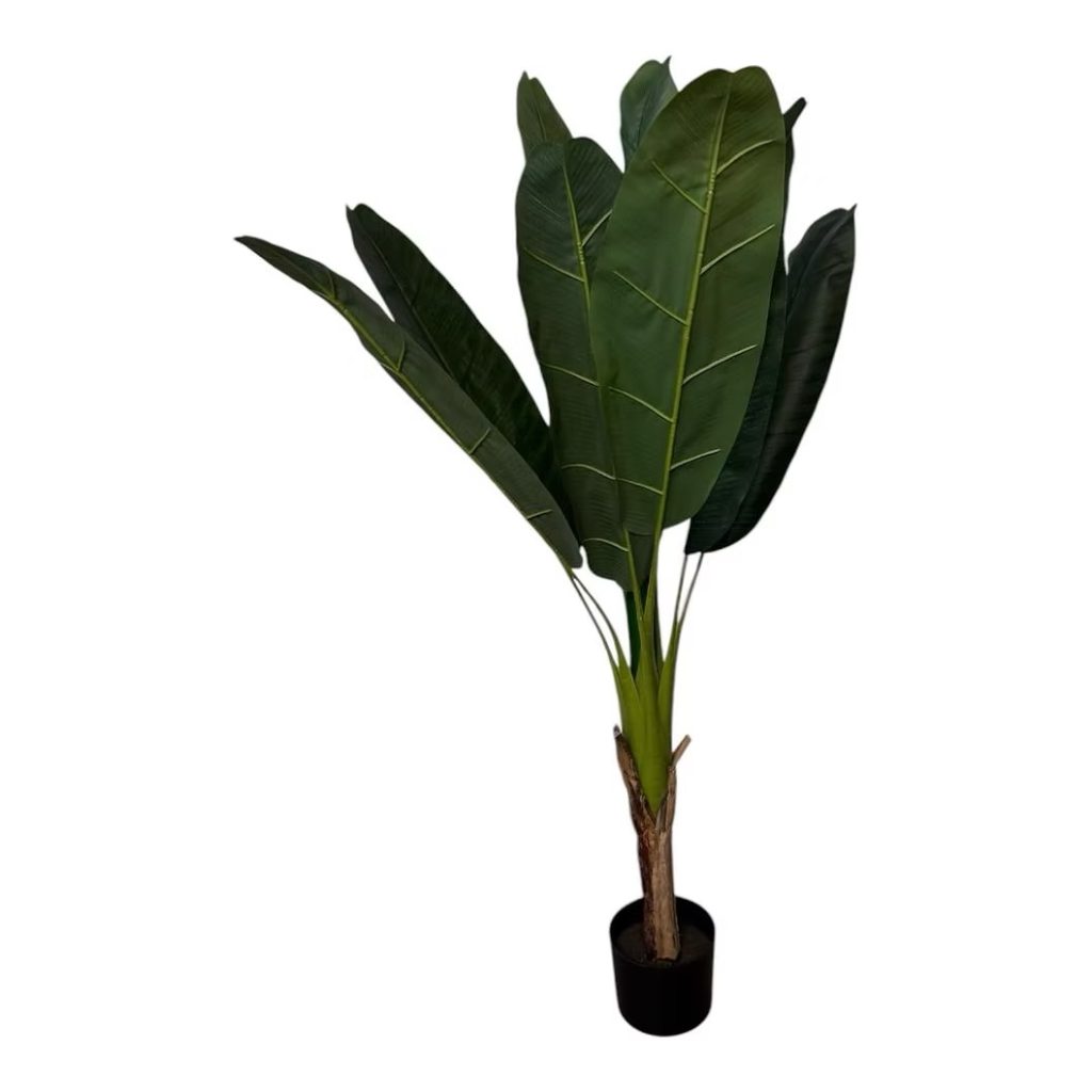 Artificial palm tree with large leaves