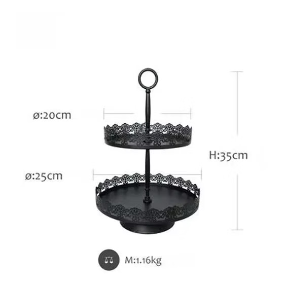 Black dessert stand two-tiers