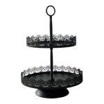 Black dessert stand two-tiers