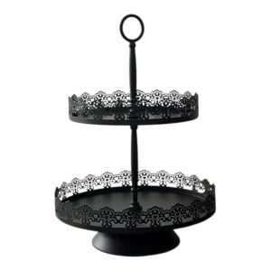 Black dessert stand two-tiers