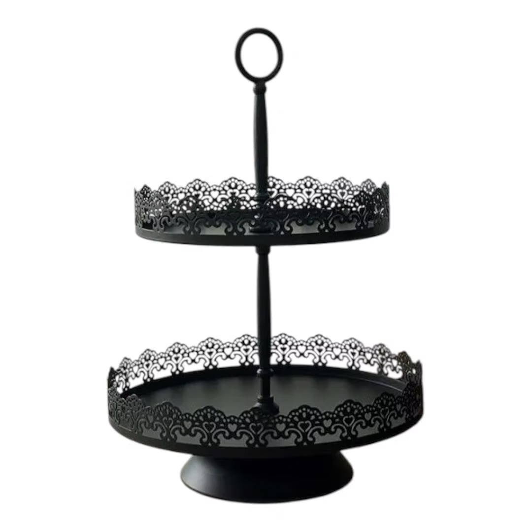 Black dessert stand two-tiers