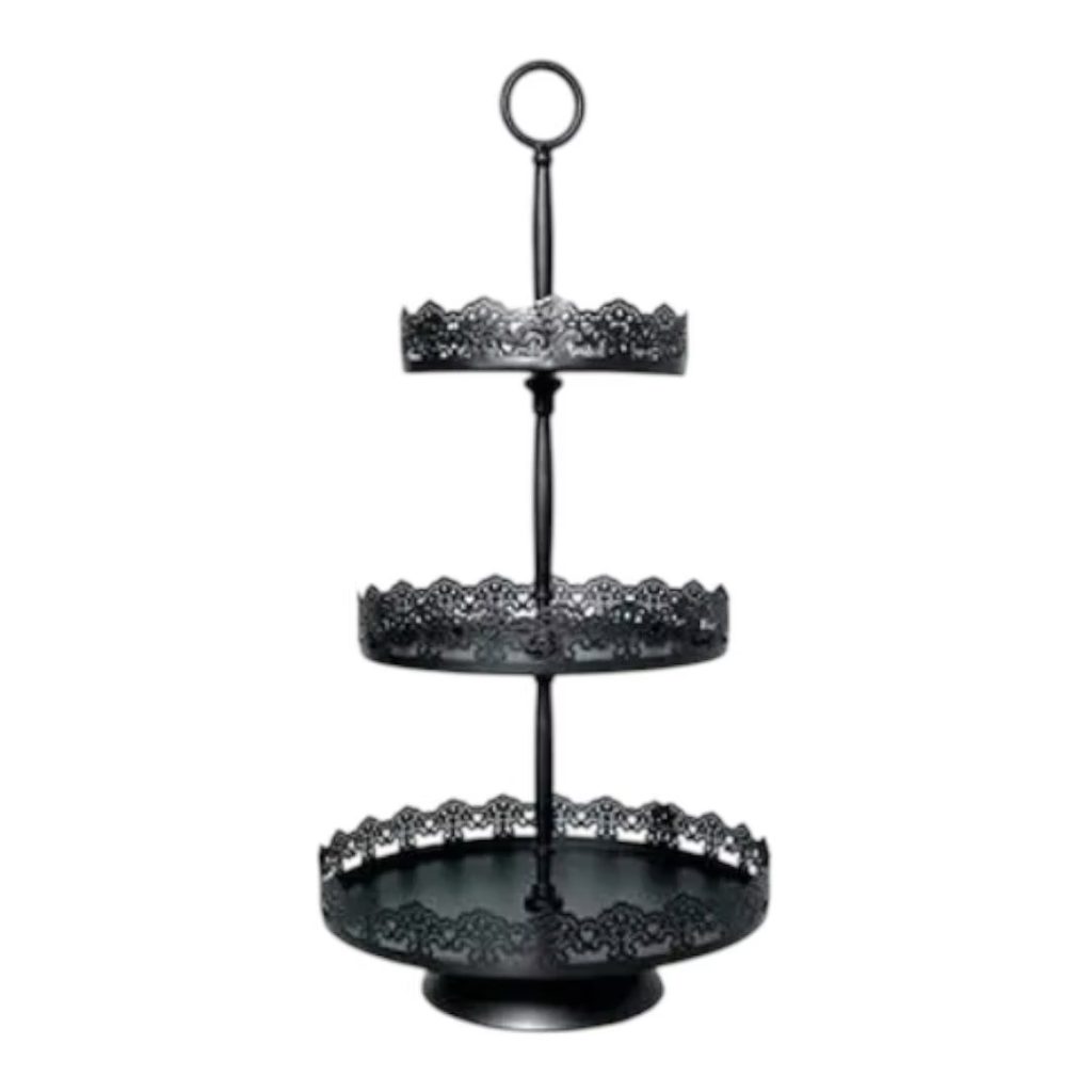Black dessert stand three-tiers