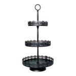 Black dessert stand three-tiers