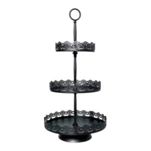 Black dessert stand three-tiers