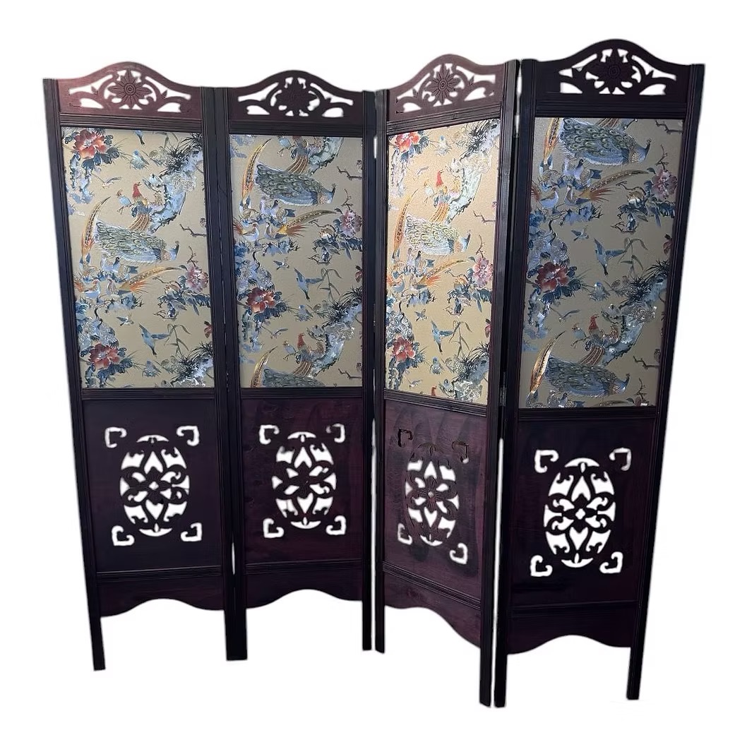 Brown with a pattern folding screen