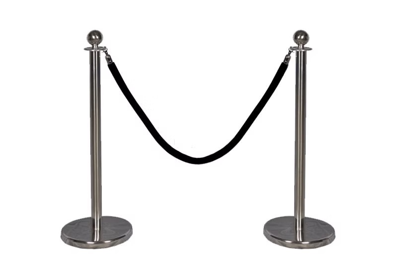 Silver barrier with black ribbon