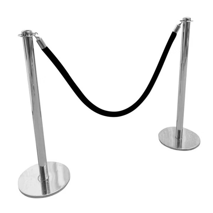Silver barrier with black ribbon