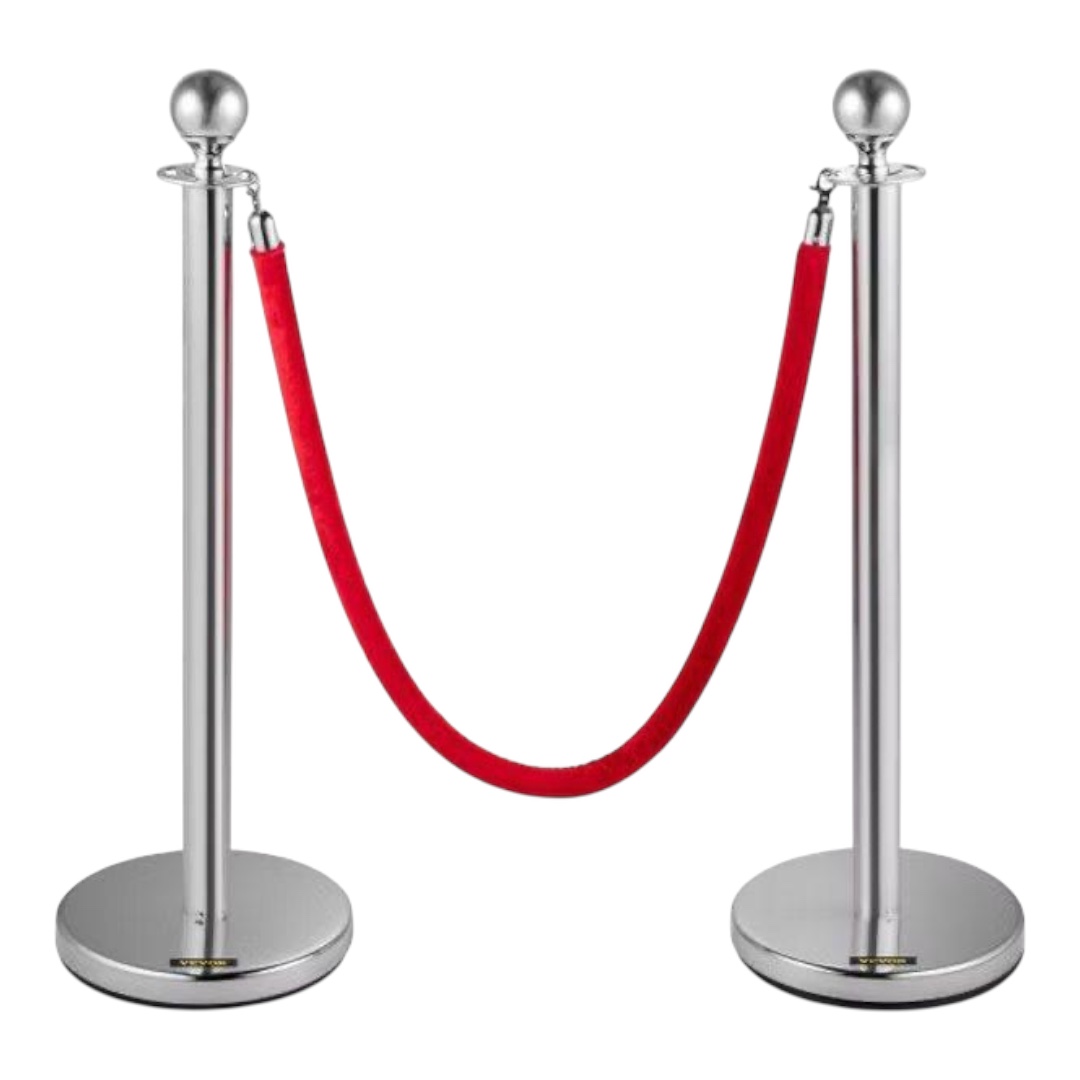 Silver barrier with red ribbon
