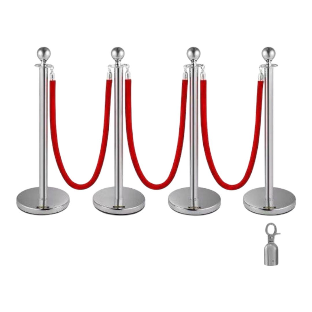 Silver barrier with red ribbon