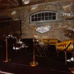 Rose gold barrier with black ribbon