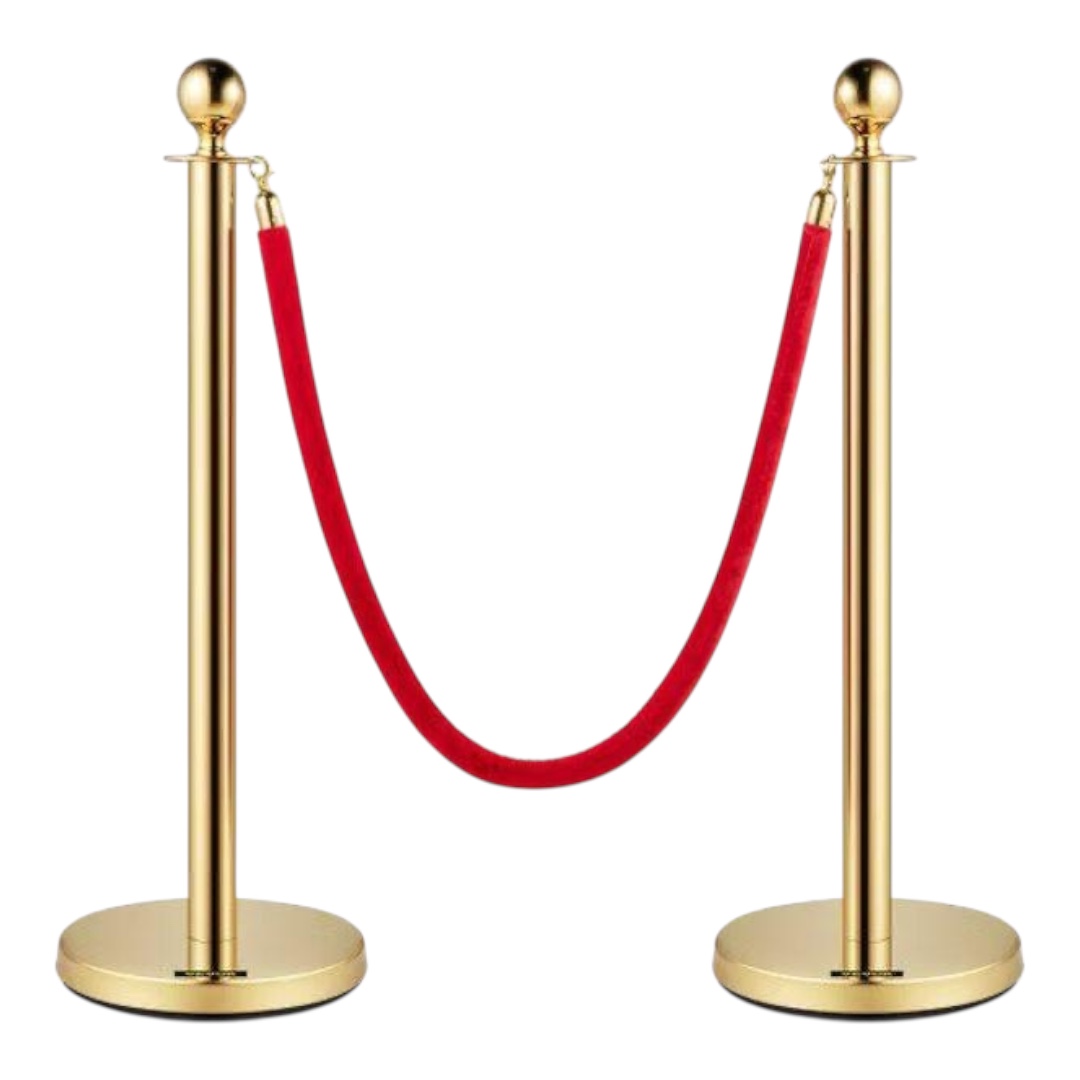 Gold barrier with red ribbon