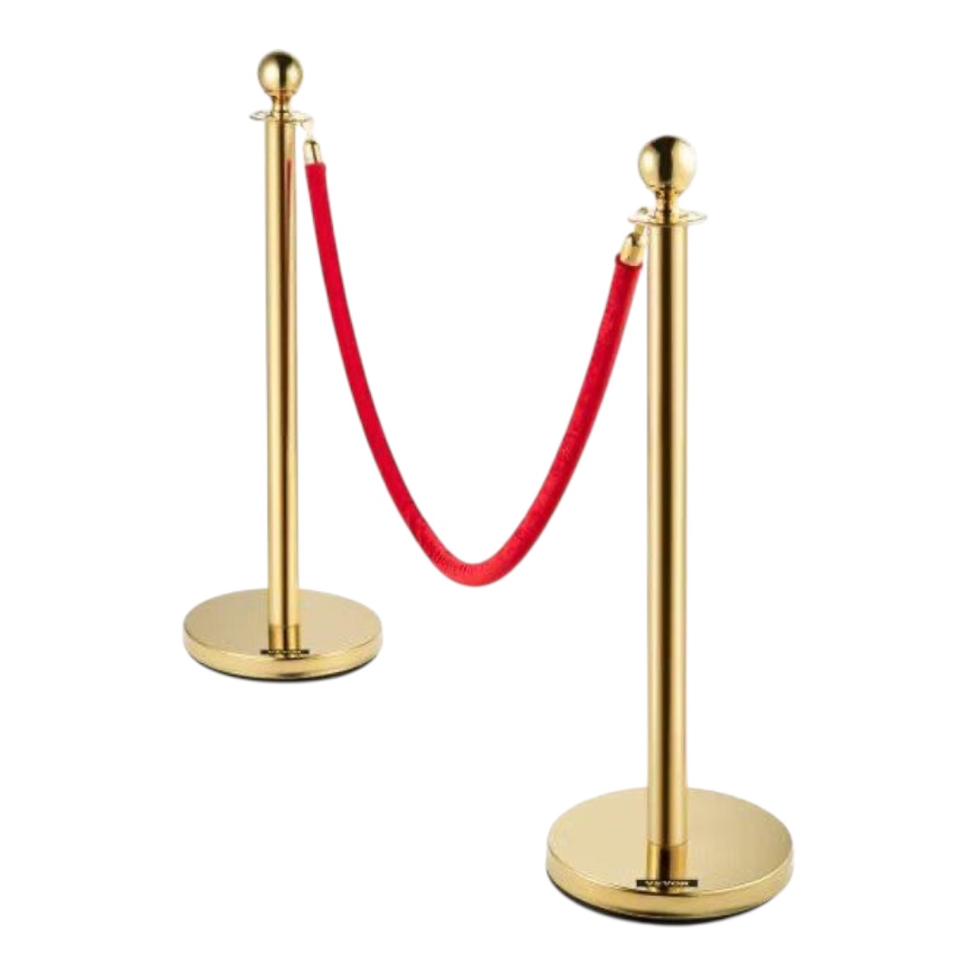 Gold barrier with red ribbon