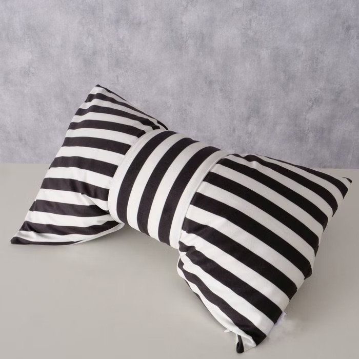 Black and white striped pillow