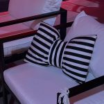 Black and white striped pillow