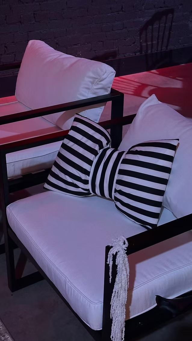 Black and white striped pillow