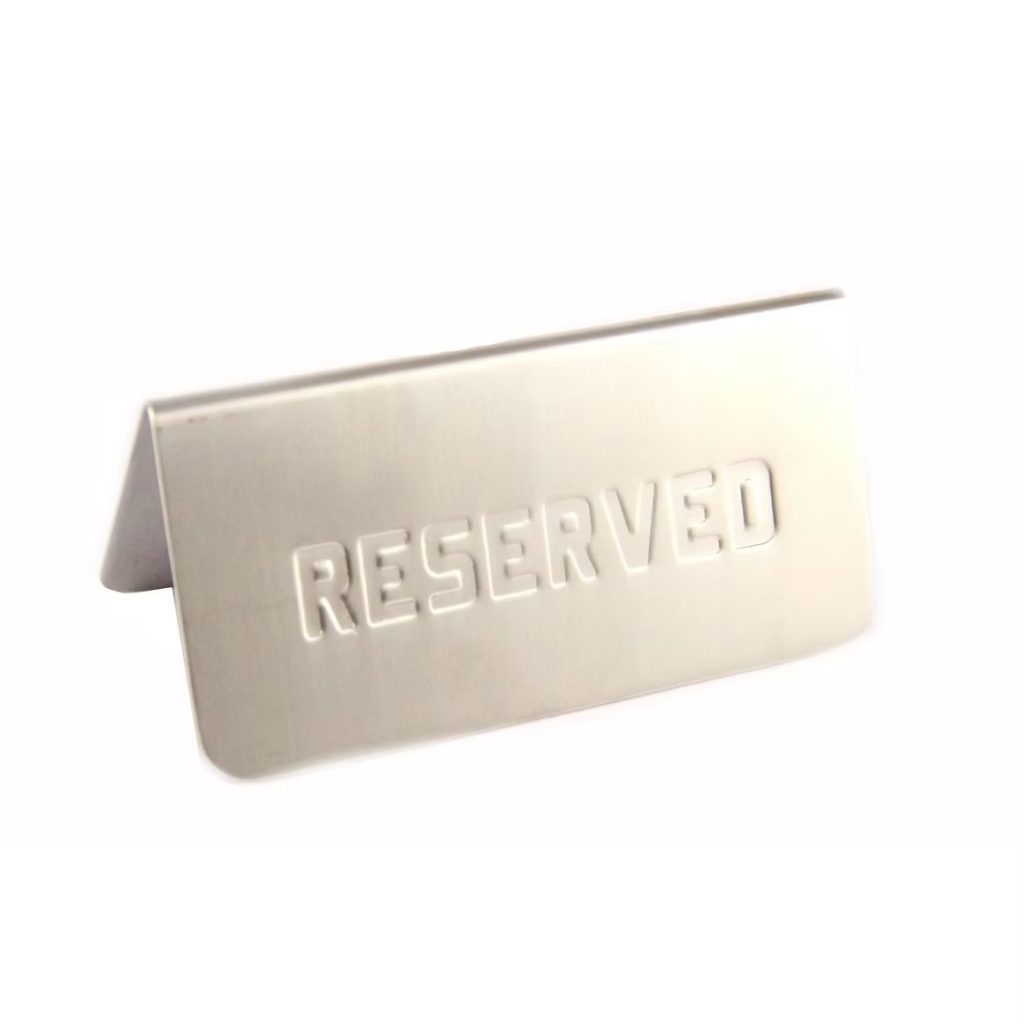 Table reservation sign silver