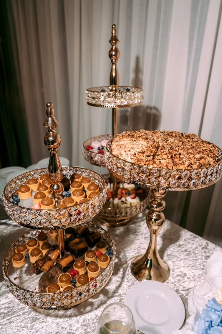 Gold dessert stand two-tiers