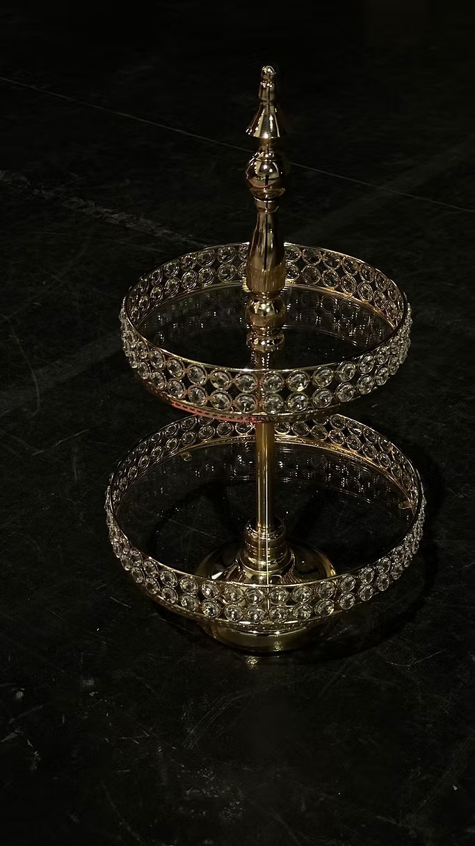 Gold dessert stand two-tiers