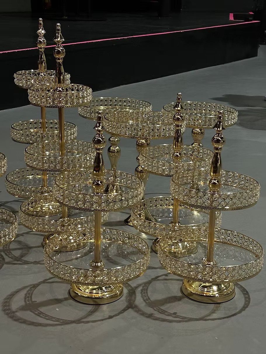 Gold dessert stand two-tiers
