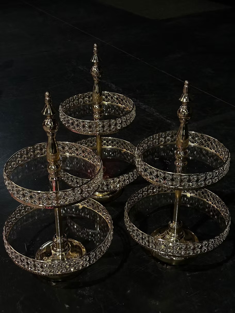 Gold dessert stand two-tiers