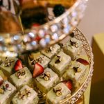 Gold dessert stand three-tiers