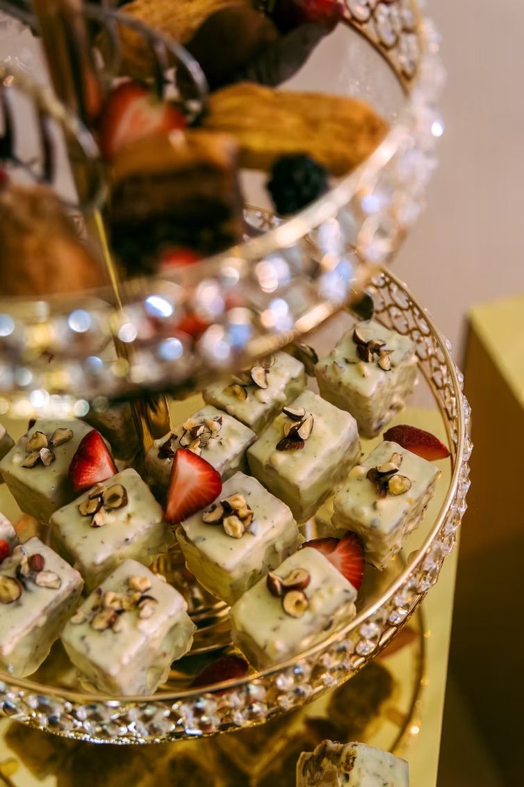 Gold dessert stand three-tiers