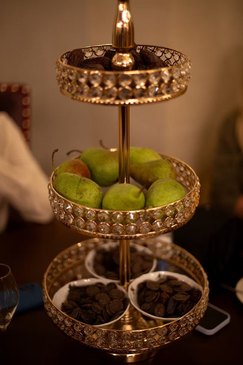 Gold dessert stand three-tiers