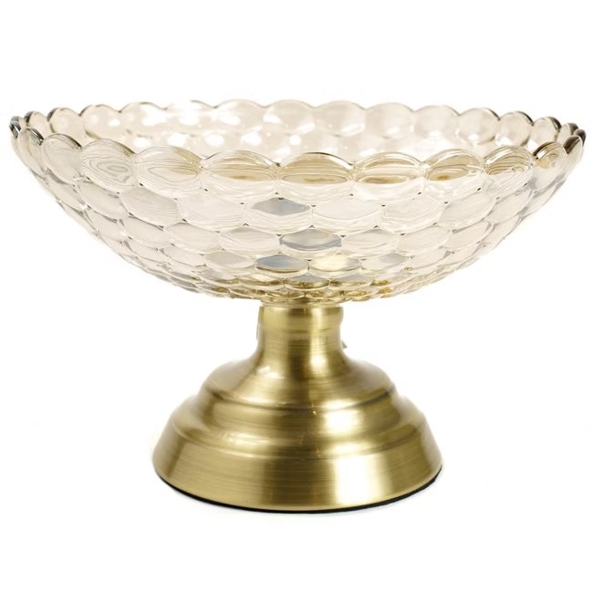 Dish on a leg glass amber