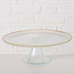 Glass dessert stand with gold rim Ø 26