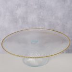 Glass dessert stand with gold rim Ø 26
