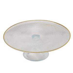 Glass dessert stand with gold rim Ø 26