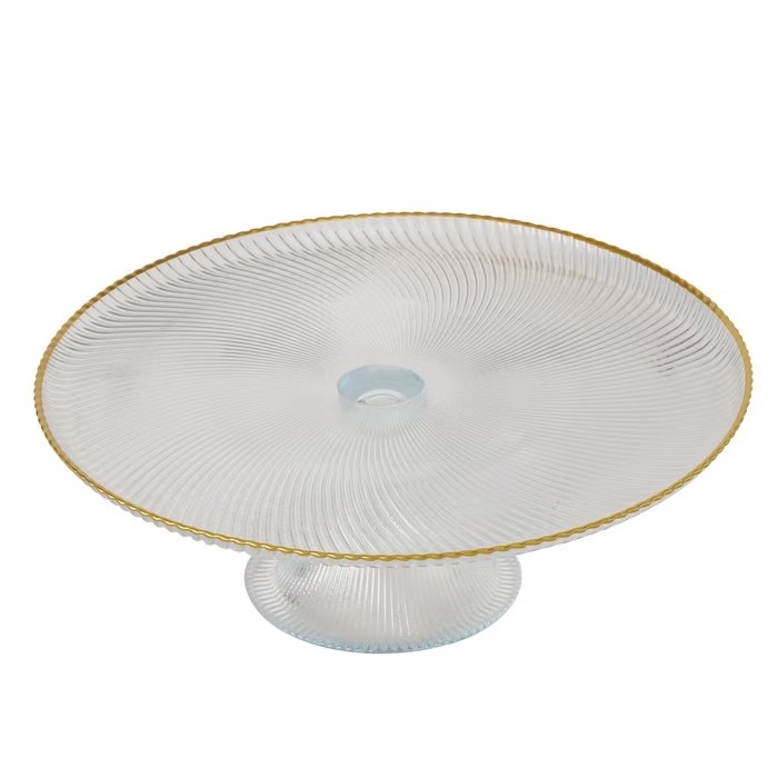 Glass dessert stand with gold rim Ø 26