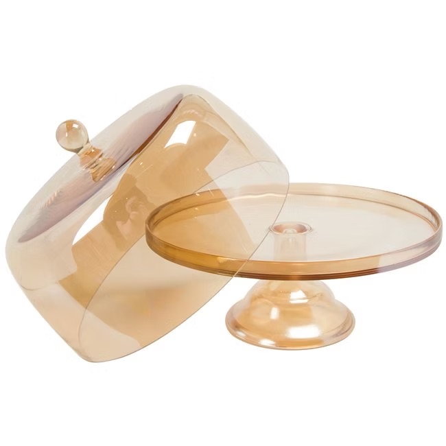 Glass cake plate with lid